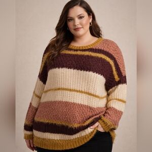 Absolutely Creative Worldwide Striped Sweater - Burgundy, Cream, Mustard
